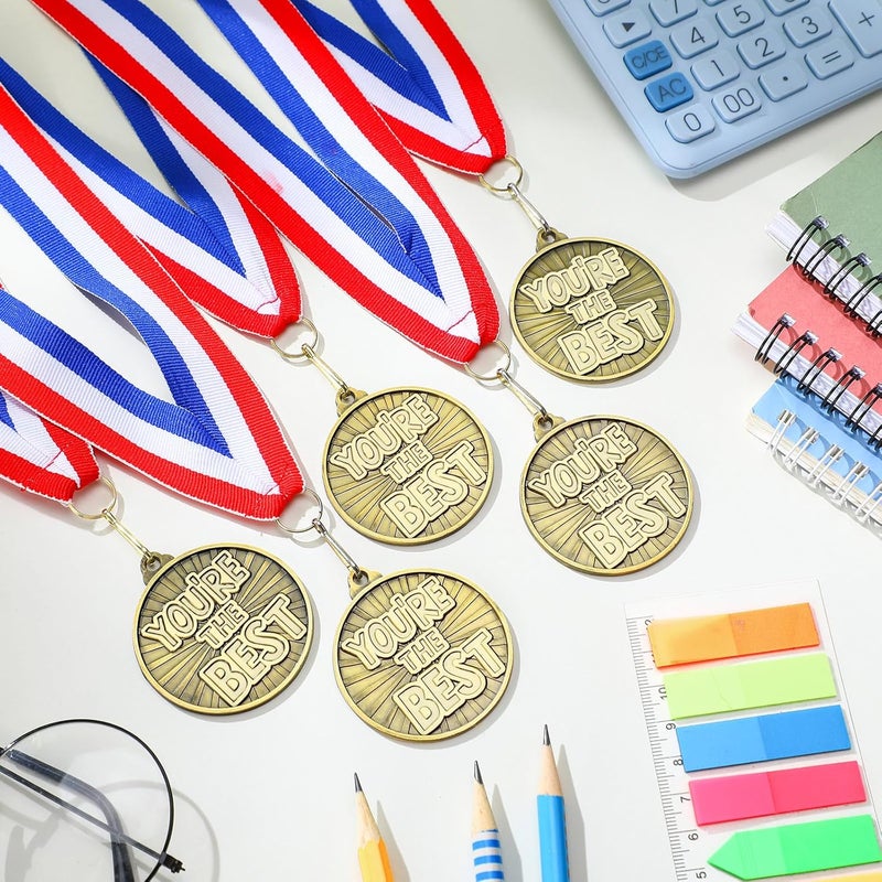 Quelay 30 Pcs 2'' Gold Awards Medals Bulk Winner Medals with Neck Ribbons Encourage Team Participation for Adults Trophy Award Prize Gift Competitions Graduation Party - Image 4
